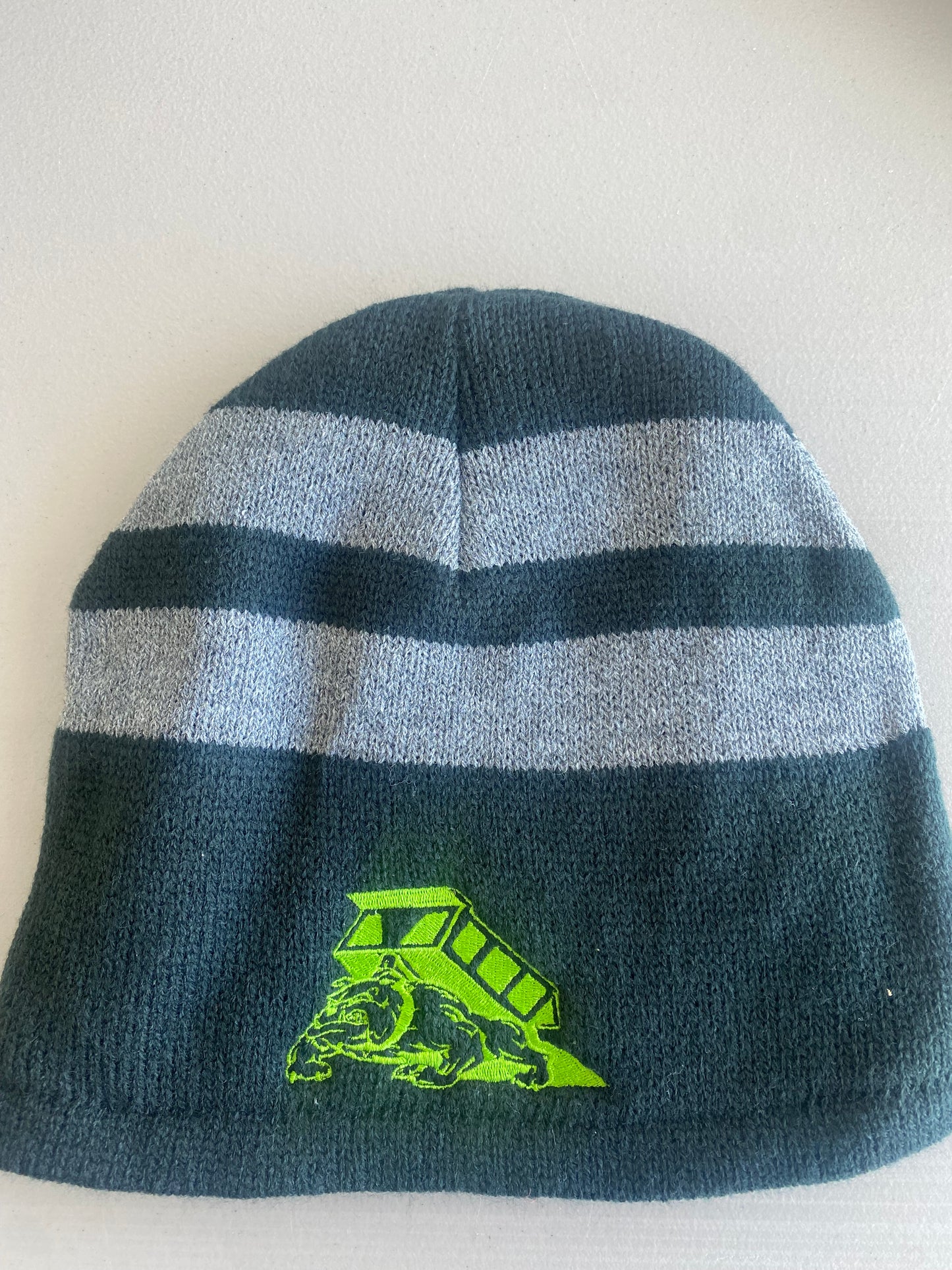 Black and Grey Beanie - Green Logo