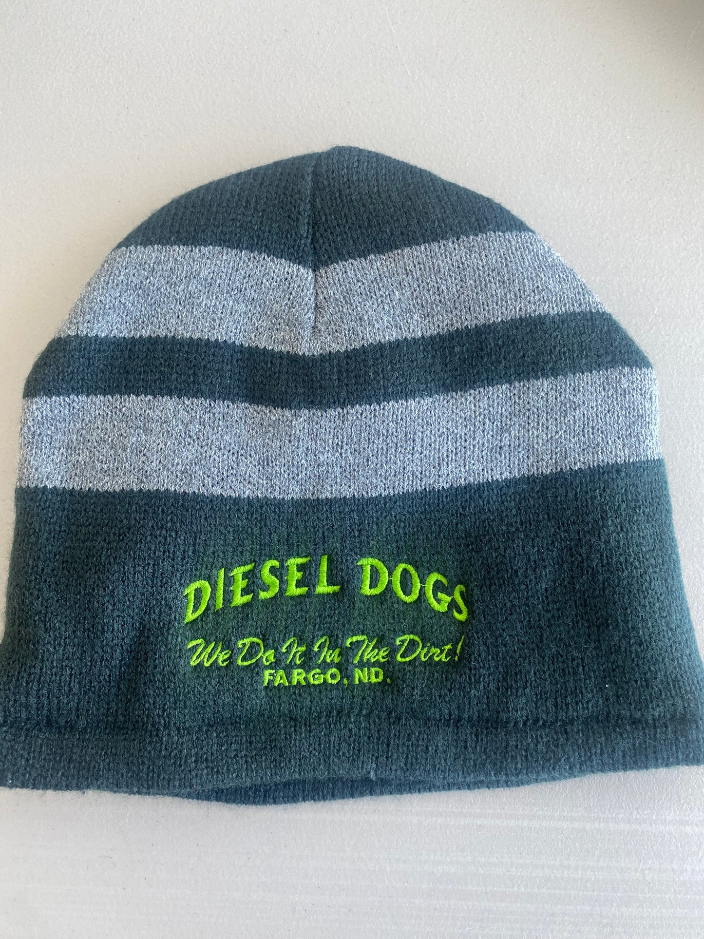 Black and Grey Beanie - Green Logo